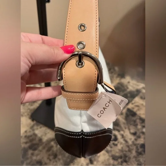 Coach 2002 SOHO HOBO bag Twill leather black white tan blue $398 NWT Vintage Y2K - Picture 6 of 17